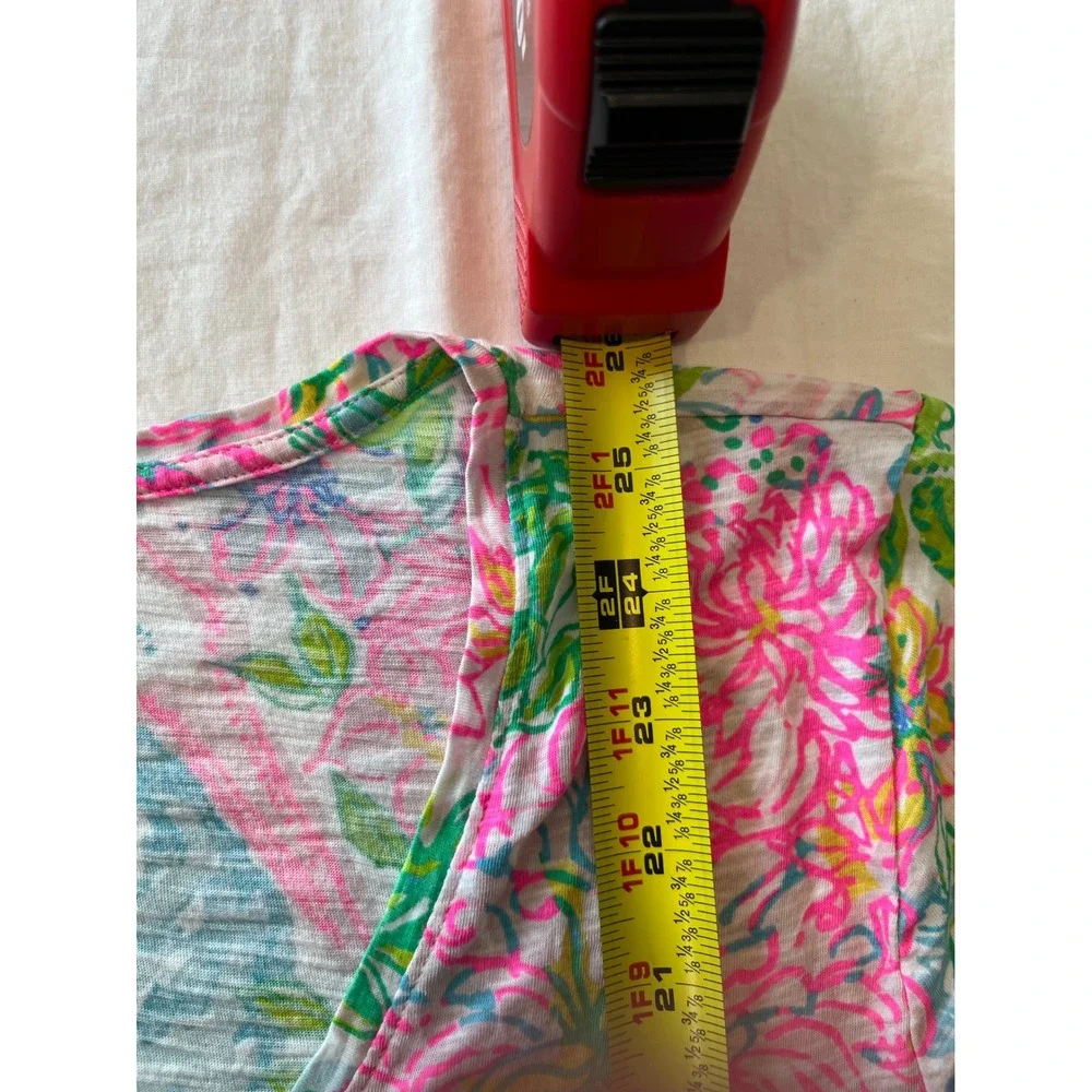 Lilly Pulitzer Womens Pink and Green Floral Short Sleeve Tee - Picture 7 of 8